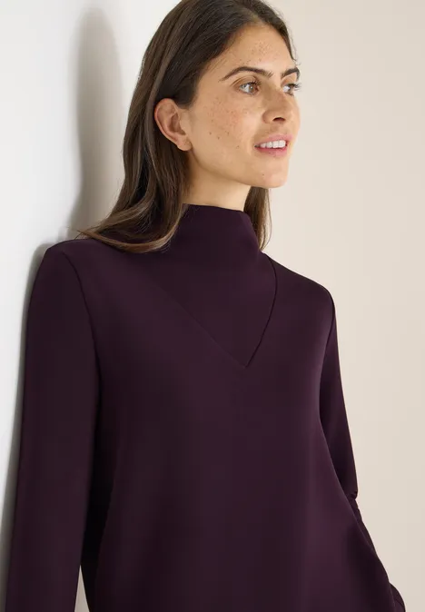 T-shirt à grand col eggplant red