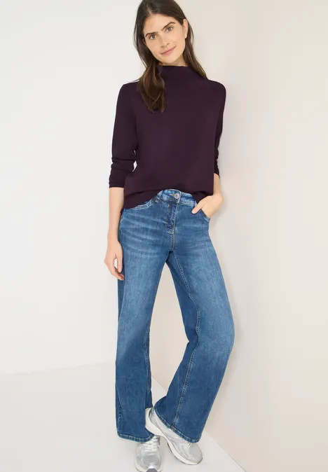 T-shirt à grand col eggplant red