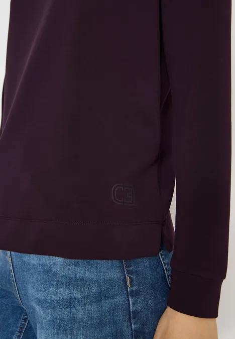 T-shirt à grand col eggplant red