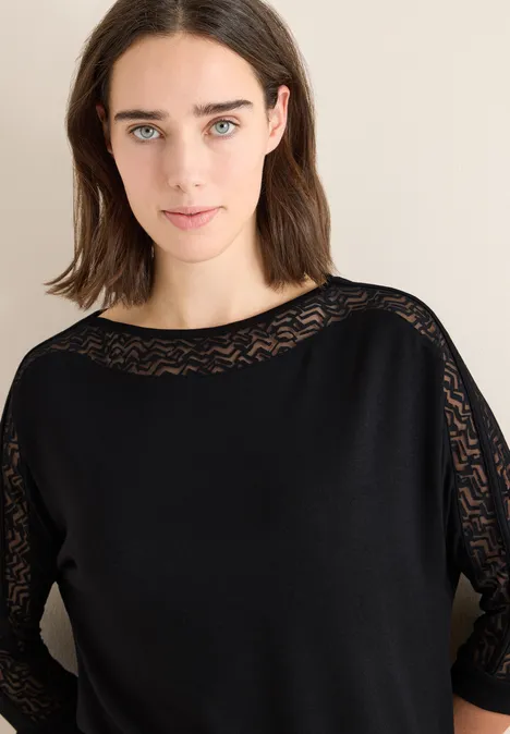 Batwing Shirt mit Mesh Black Batwing Shirt mit Mesh Black
