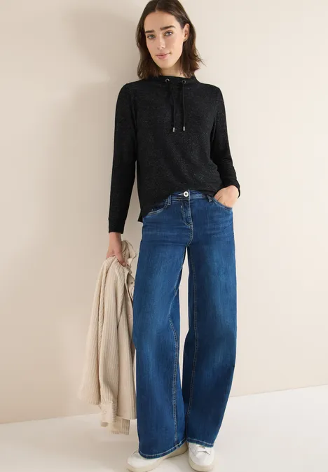 Cosy Melange Langarmshirt black melange