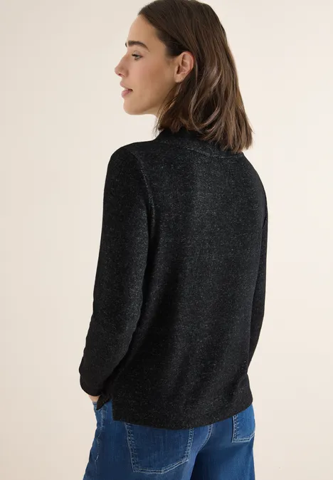 Cosy Melange Langarmshirt black melange