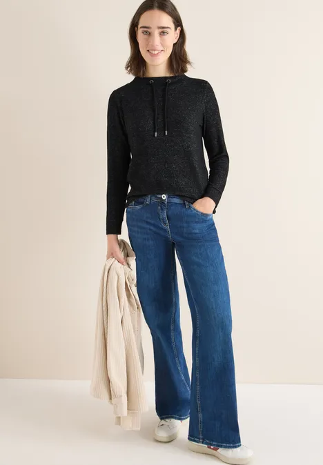 Cosy Melange Langarmshirt black melange