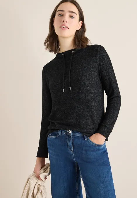 Cosy Melange Langarmshirt black melange