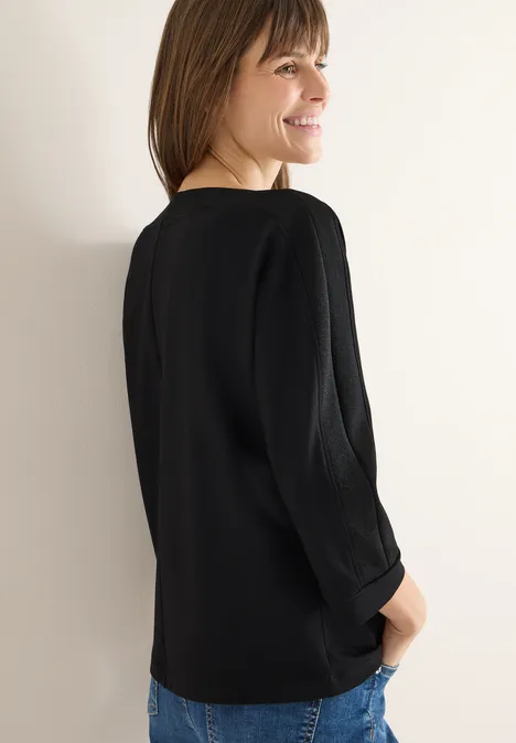 Batwing shirt met tape Black