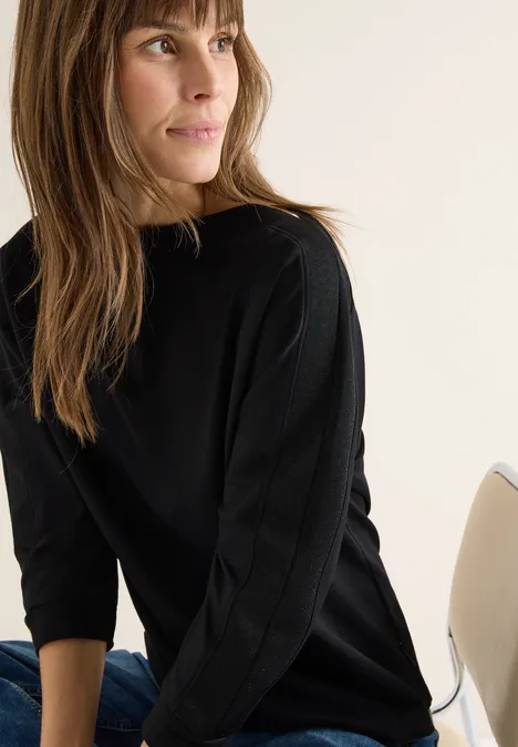 Batwing shirt met tape Black