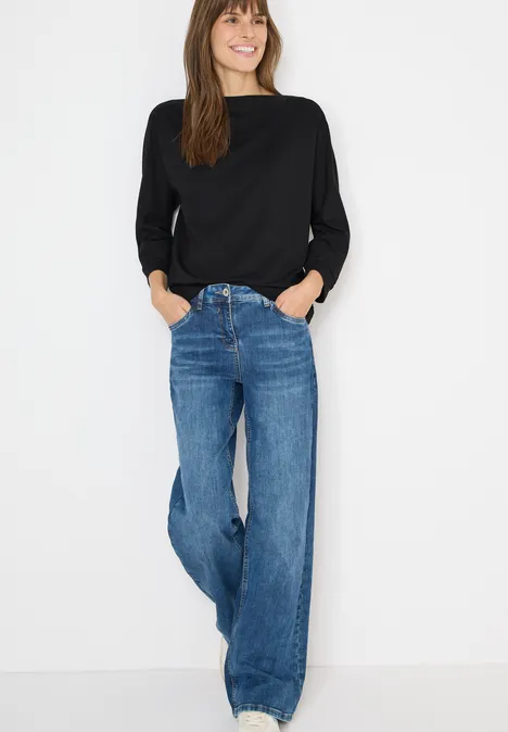 Batwing shirt met tape Black