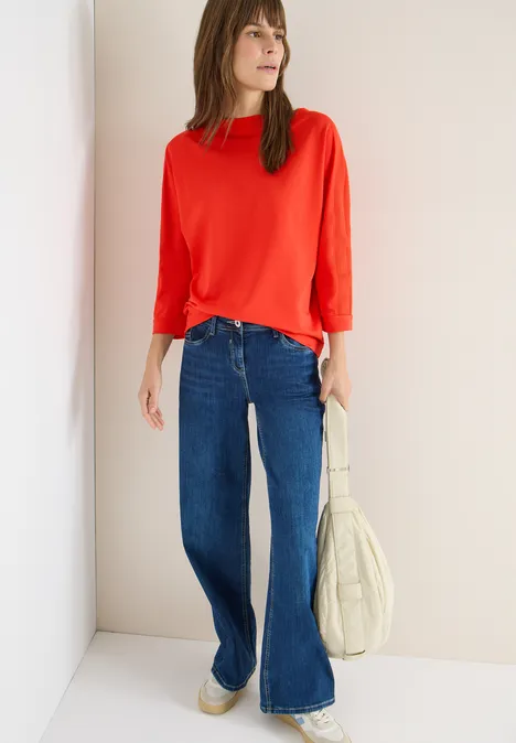 Batwing shirt met tape pumpkin orange