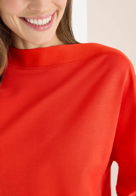 Batwing shirt met tape pumpkin orange