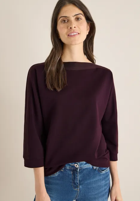 Batwing Shirt mit Tape eggplant red