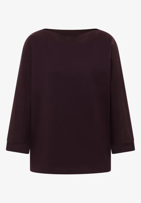 Batwing Shirt mit Tape eggplant red