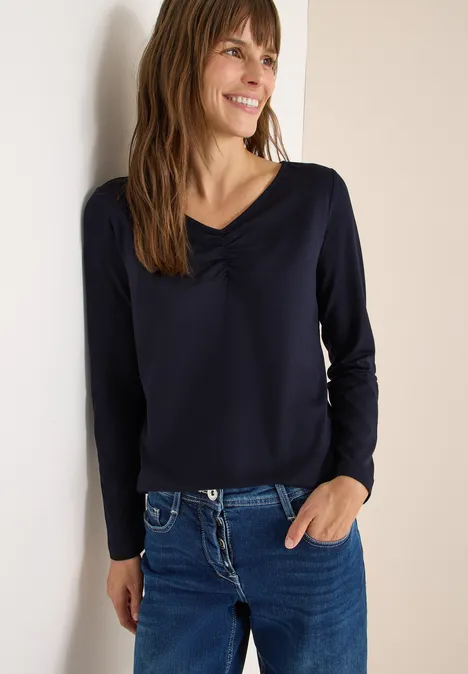 Basic Shirt mit Raffung urban dark blue