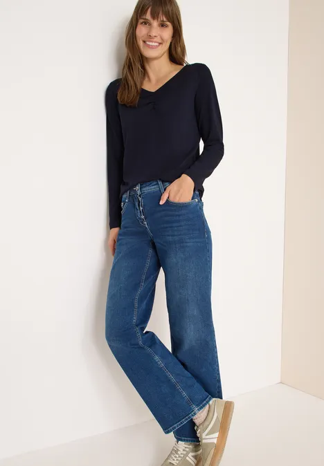 Basic Shirt mit Raffung urban dark blue