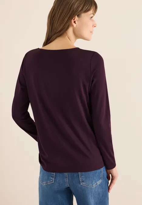 Basic Shirt mit Raffung eggplant red