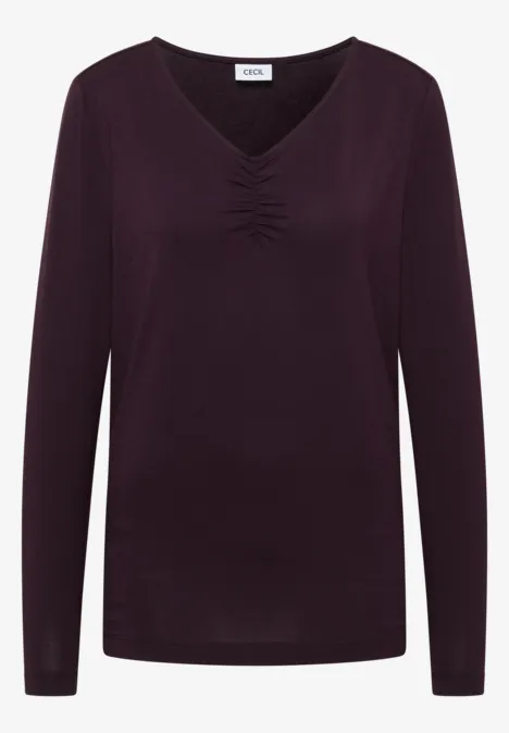 Basic Shirt mit Raffung eggplant red