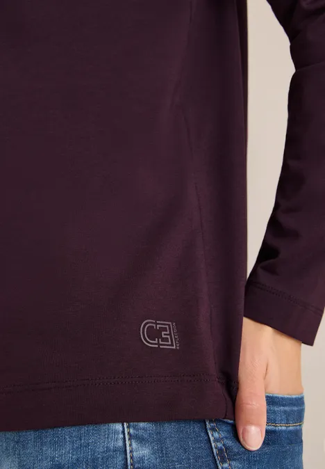Basic Shirt mit Raffung eggplant red