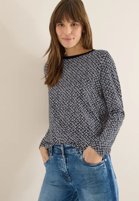 Wzorzysta koszula light greige