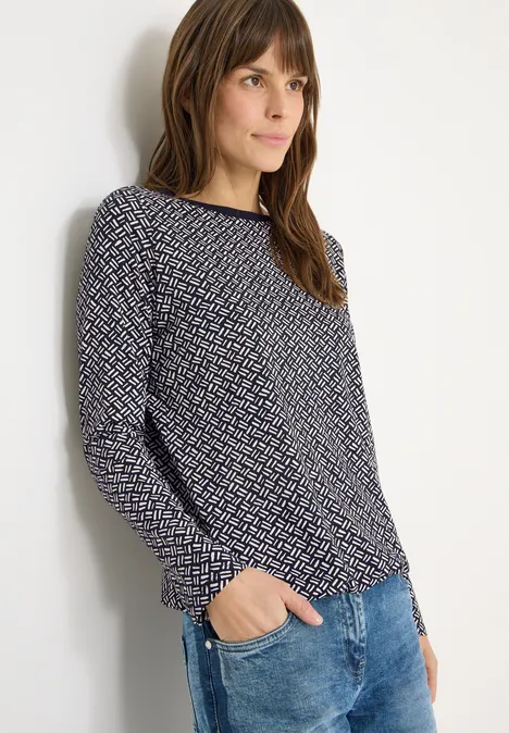 Wzorzysta koszula light greige