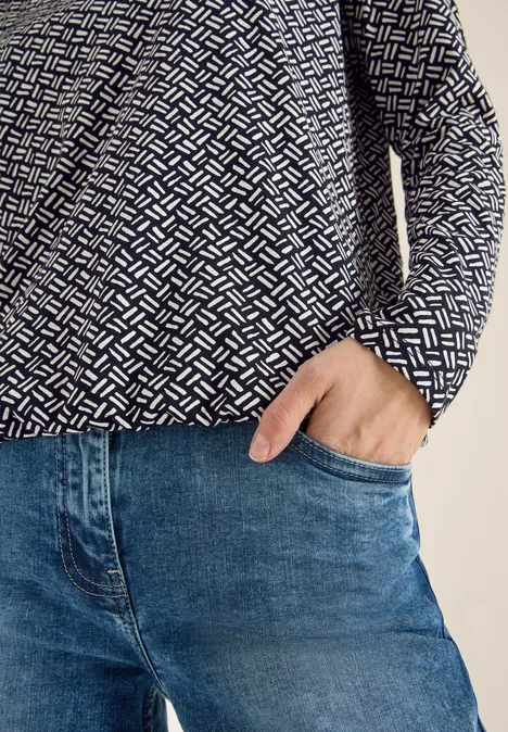 Wzorzysta koszula light greige