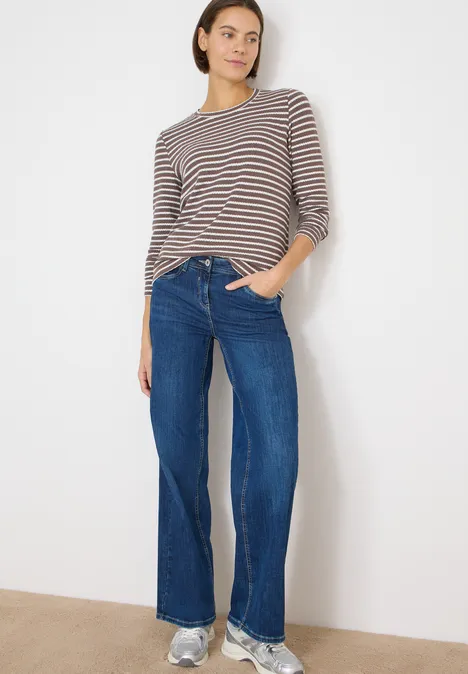 T-shirt rayé à manches longues urban taupe