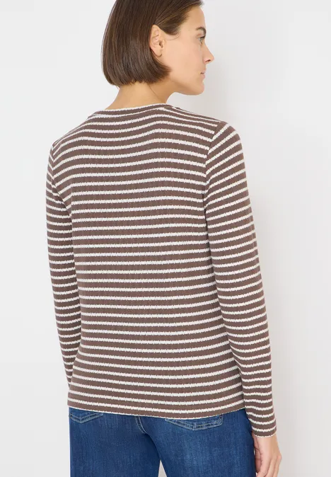 T-shirt rayé à manches longues urban taupe