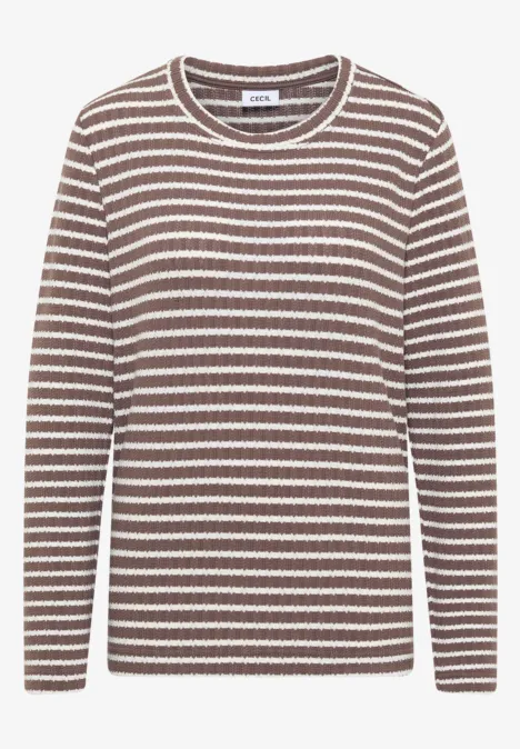 T-shirt rayé à manches longues urban taupe