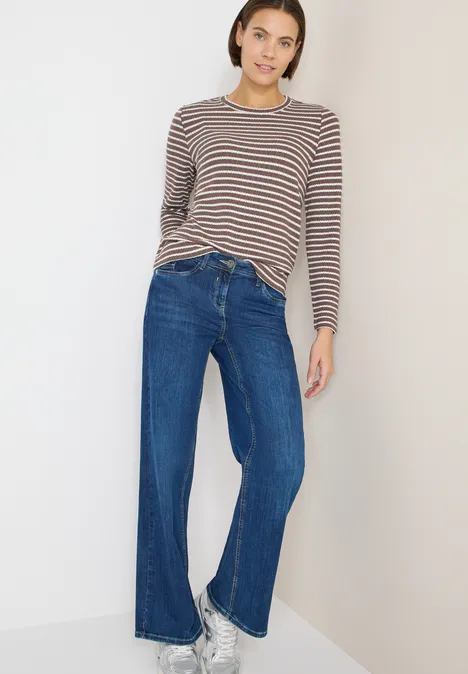 T-shirt rayé à manches longues urban taupe