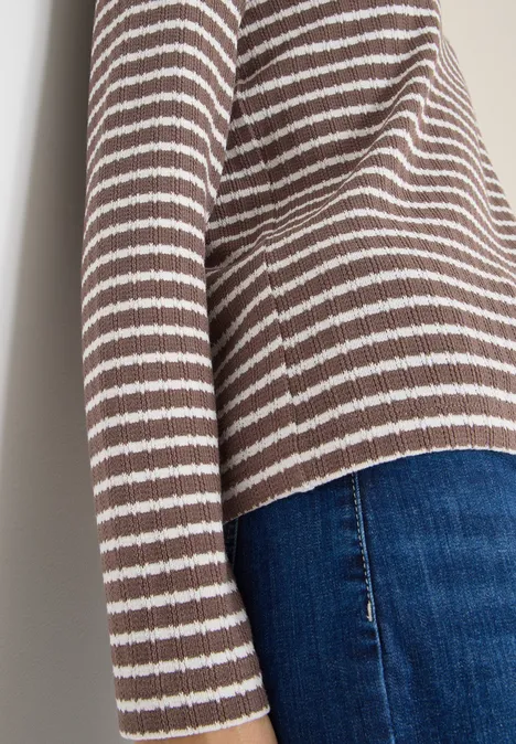 T-shirt rayé à manches longues urban taupe