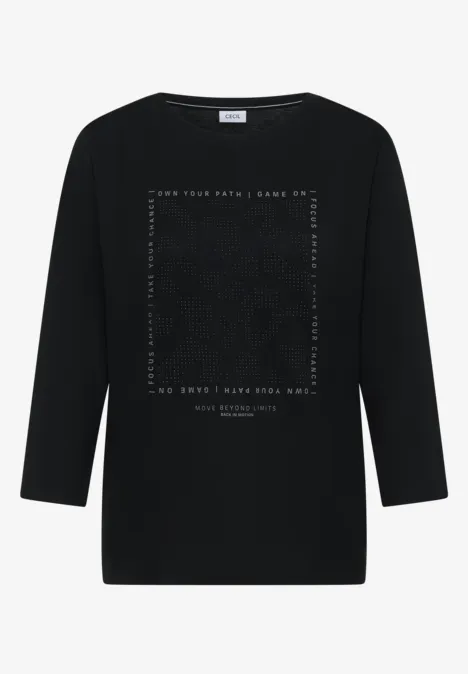 Shirt met edelstenen Black