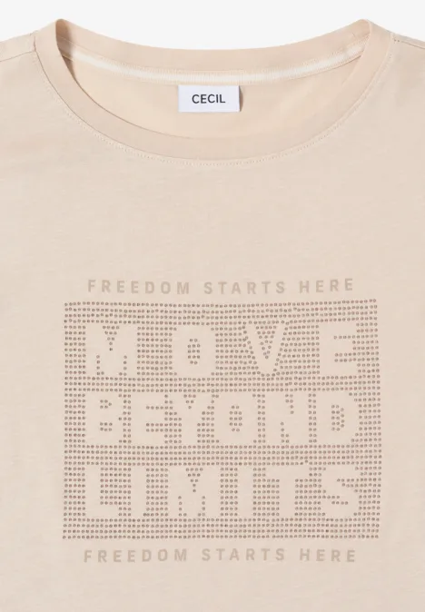 Shirt met edelstenen pearl beige