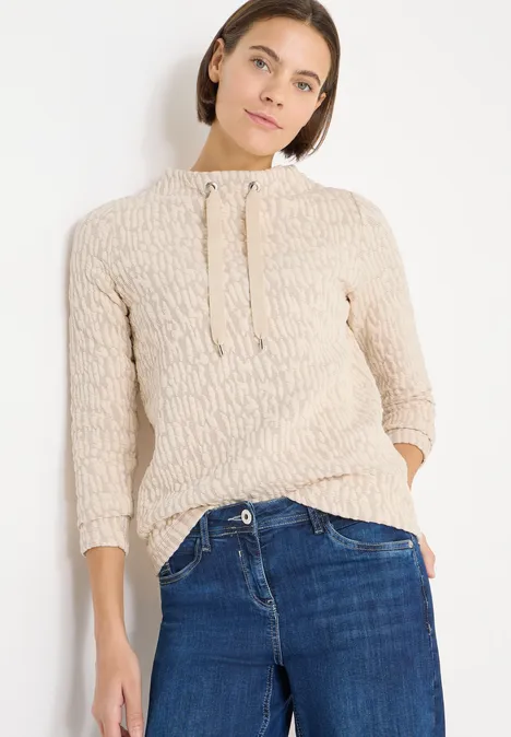 Chemise Jacquard Funnel Neck pearl beige Chemise Jacquard Funnel Neck pearl beige