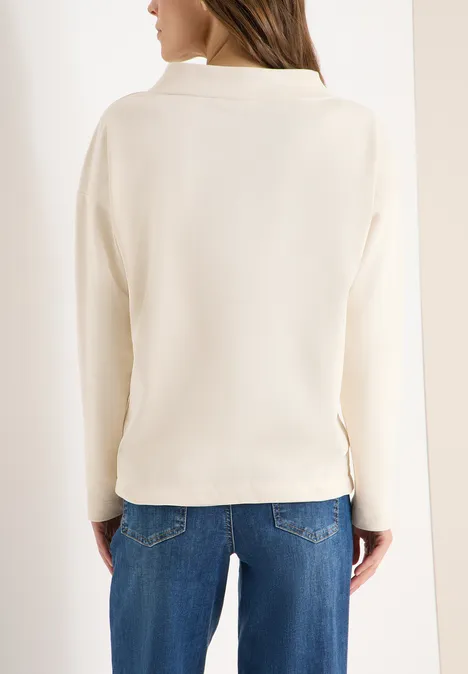 Shirt met borduursel pearl beige