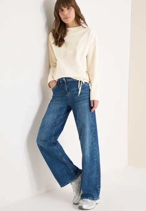 Shirt met borduursel pearl beige