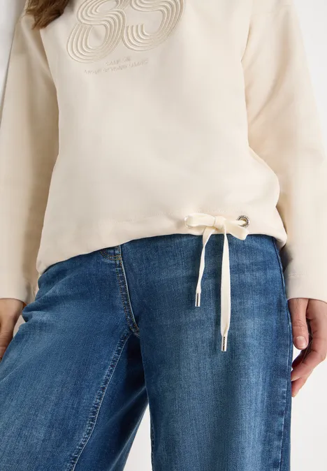 Shirt met borduursel pearl beige