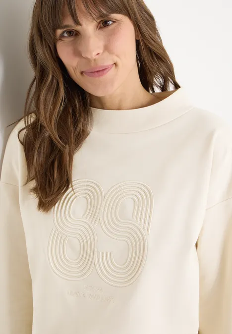 Shirt met borduursel pearl beige