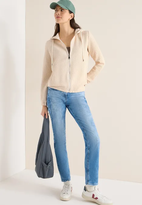 Kapuzenjacke mit Struktur pearl beige