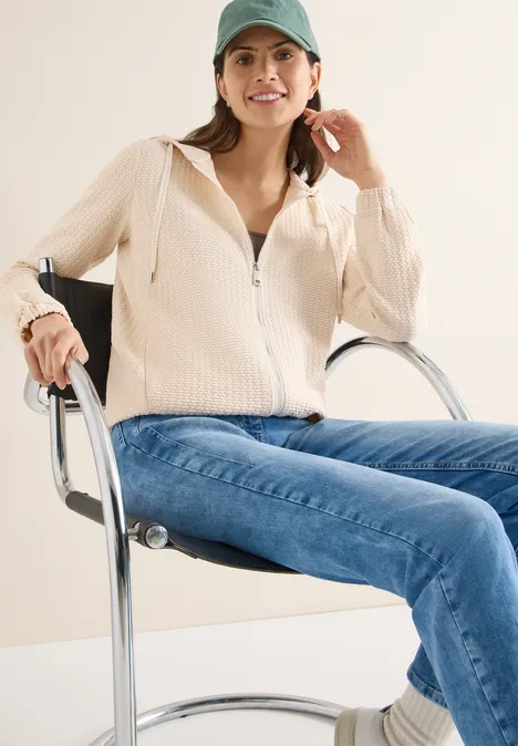 Kapuzenjacke mit Struktur pearl beige