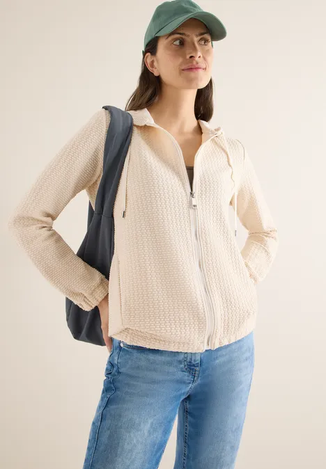 Kapuzenjacke mit Struktur pearl beige