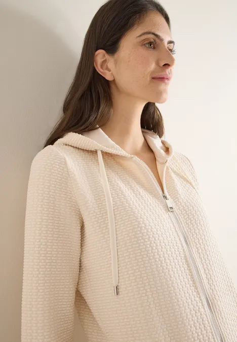 Kapuzenjacke mit Struktur pearl beige