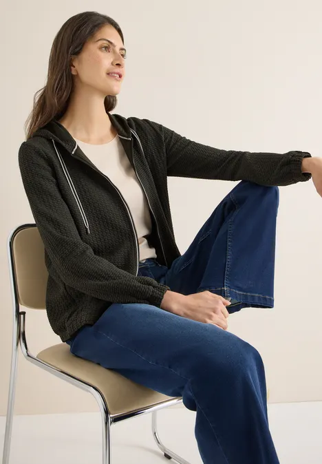 Kapuzenjacke mit Struktur raw khaki