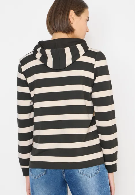 Sweat à capuche rayé raw khaki