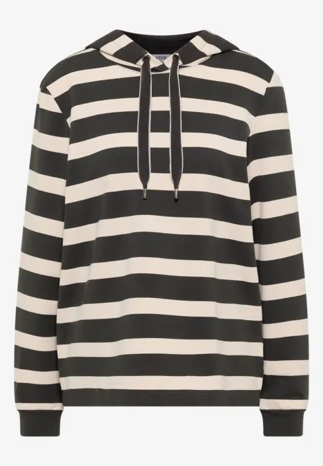 Sweat à capuche rayé raw khaki