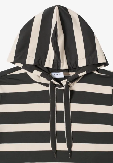 Sweat à capuche rayé raw khaki