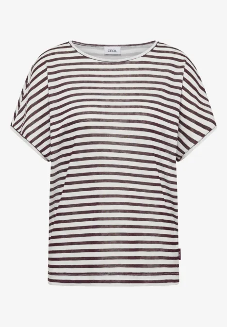 T-Shirt mit Boatneck und Streifen rich burgundy