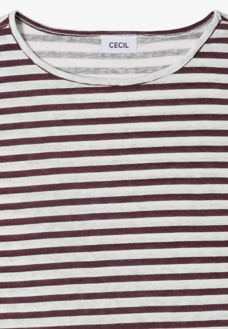 T-Shirt mit Boatneck und Streifen rich burgundy