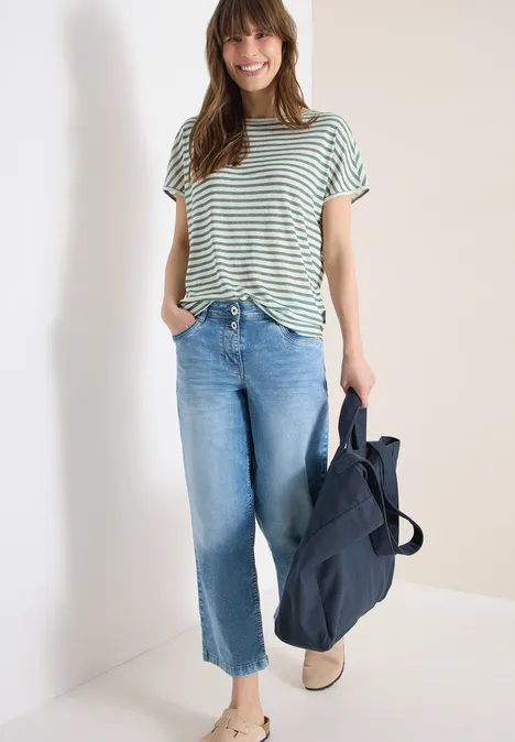 T-Shirt mit Boatneck und Streifen just khaki T-Shirt mit Boatneck und Streifen just khaki