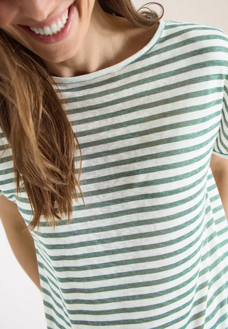 T-Shirt mit Boatneck und Streifen just khaki T-Shirt mit Boatneck und Streifen just khaki