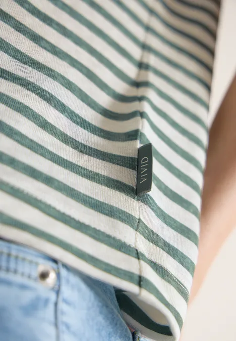 T-Shirt mit Boatneck und Streifen just khaki T-Shirt mit Boatneck und Streifen just khaki
