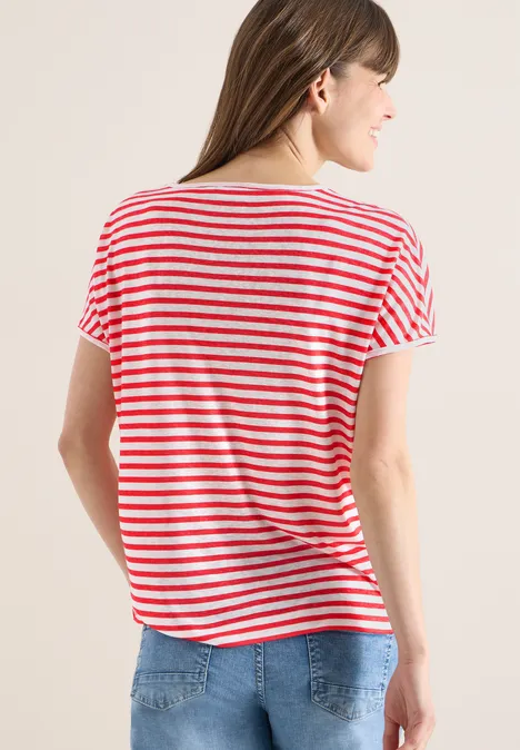 T-Shirt mit Boatneck und Streifen fresh red T-Shirt mit Boatneck und Streifen fresh red