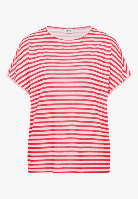 T-Shirt mit Boatneck und Streifen fresh red T-Shirt mit Boatneck und Streifen fresh red